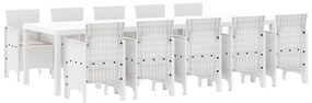vidaXL Σέτ φαγητού για κήπο 11 pcs Λευκό και ταμπά Συνθετική ρατάν