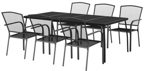 vidaXL Σετ Τραπεζαρίας Κήπου 7 Τεμαχίων Ανθρακί από Ατσάλι