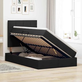 vidaXL LED Κρεβάτι αποθήκευσης με στρώμα Μαύρο 120 x 200 cm Ύφασμα