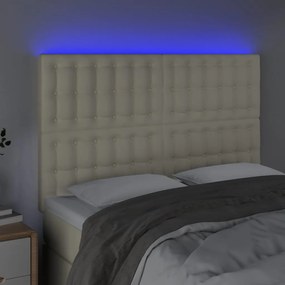 vidaXL Κεφαλάρι Κρεβατιού LED Κρεμ 144x5x118/128 εκ. Συνθετ. Δέρμα