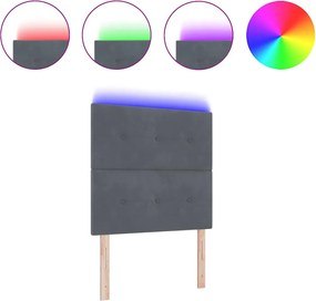 vidaXL LED κεφαλάρι με φώτα λωρίδας LED Γκρι 90 cm Πολυεστέρας
