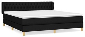 Κρεβάτι Boxspring με Στρώμα Μαύρο 180x200 εκ. Υφασμάτινο - Μαύρο