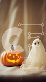 Intra Συλλεκτικό Ξύλινο Παζλ Plywood 4mm - Διακόσμηση αποκριών φάντασμα και κολοκύθας Σε Ξύλινο Κουτί - Διαστάσεις: 10x10 cm – 25 κομμάτια