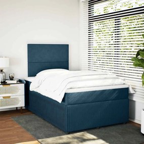 vidaXL Κρεβάτι Boxspring με Στρώμα Μπλε 120x200 εκ. Βελούδινο