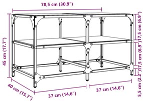 Τραπεζάκι Σαλονιού Επιφάνεια Διαφανές Γυαλί 78,5x40x45εκ Ατσάλι - Διαφανές