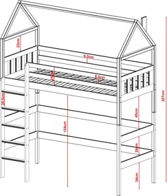 Παιδικό κρεβάτι 80x170 γραφίτης μονή κουκέτα ημιώροφος LΝ3535