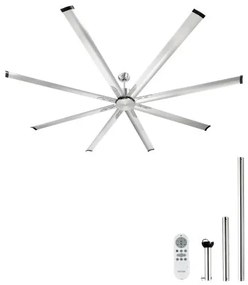 VEVOR 244 cm Aluminum Ceiling Fan Without Light Remote Control Brushed Nickel