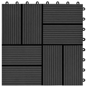 Πλακάκια Deck 22 τεμ. Μαύρα 30 x 30 εκ. 2 μ² από WPC - Μαύρο