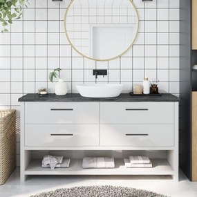 Πάγκος Μπάνιου Σκούρο Καφέ 160x40x(2-4) εκ. Επεξεργ. Μασίφ Ξύλο - Γκρι