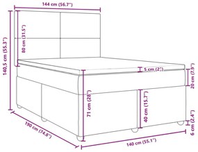 Κρεβάτι Boxspring με Στρώμα Ανοιχτό Γκρι 140x190 εκ. Υφασμάτινο - Γκρι