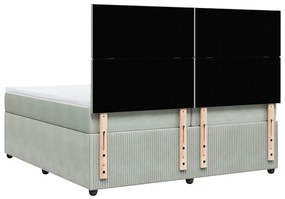 vidaXL Κρεβάτι Boxspring με Στρώμα Ανοιχτό Γκρι 200x200 εκ. Βελούδινο