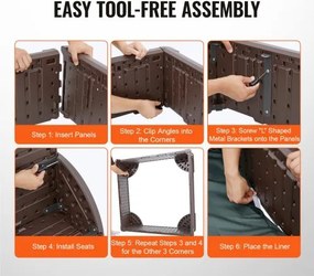 VEVOR Sandbox with Cover Square Sand Box HDPE Sand Pit Outdoor Backyard Ages3-12