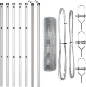 vidaXL Στύλος Περιφράξεων Ασημί 10 x 0,6 μ (12 x 12 mm δίχτυ) Ατσάλι