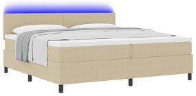 vidaXL Κρεβάτι Box Spring με Στρώμα & LED Φως Πράσινο Γκρι 200x200 cm από Ύφασμα Κόρντουροϊ