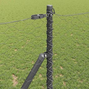 vidaXL Έξιγωνο φράχτη σταθερού εδάφους 10 x 1 m Γκρι Δίχτυ