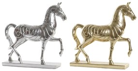 Διακοσμητική Φιγούρα DKD Home Decor 34 x 9,5 x 33,5 cm Άλογο Ασημί Χρυσό (x2)