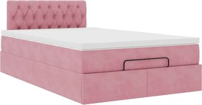 vidaXL Οθωμανικό κρεβάτι με στρώμα ροζ 120x200cm Velvet
