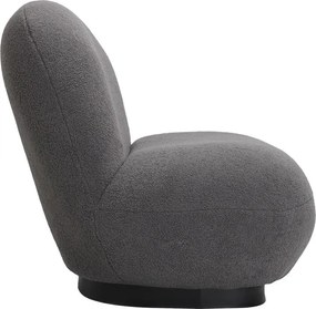 Πολυθρόνα Rosalie μπουκλέ ύφασμα σε ανθρακί απόχρωση με μαύρη βάση 85x82x77εκ 85x82x77 εκ.