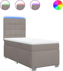 vidaXL Κρεβάτι Boxspring με Στρώμα Taupe 90x190 εκ.Υφασμάτινο
