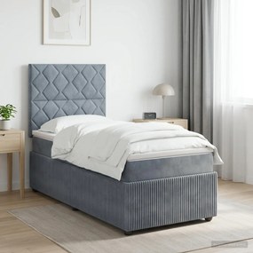 vidaXL Κρεβάτι box spring με στρώμα Σκούρο Γκρι 100 x 200 cm Βελούδο