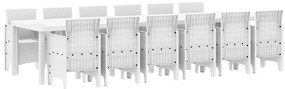 vidaXL Σέτ φαγητού για κήπο 13 pcs Λευκό Rattan Polt