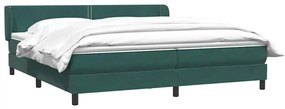 Box Spring Κρεβάτι με στρώματα Σκούρο πράσινο Βελούδινο - Πράσινο