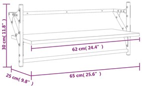 ΡΑΦΙΑ ΤΟΙΧΟΥ ΜΕ ΜΠΑΡΑ 2 ΤΕΜ. ΚΑΠΝΙΣΤΗ ΔΡΥΣ 65 X 25 X 30 ΕΚ. 836245