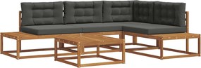 vidaXL Σειρά Καναπέ Εξωτερικού 5 Τεμάχιο Φυσικό και Ανθρακί
