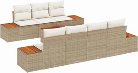 vidaXL Σετ Καναπέ Κήπου με αποθήκευση 8 pcs Μπεζ Πολυ ράταν