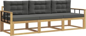 vidaXL Σειρά Καναπέ Εξωτερικού 3 pcs Άσπρο και Ανθρακί Πολυεστέρας