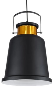 GloboStar® NUNZIATA 01236 Vintage Industrial Κρεμαστό Φωτιστικό Οροφής Μονόφωτο Μαύρο Μεταλλικό Καμπάνα Φ27 x Y39cm