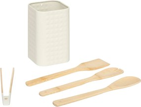 Κουτάλες Μαγειρικής + Βάση (Σετ 5τμχ) F-V Sensia 190133 Beige