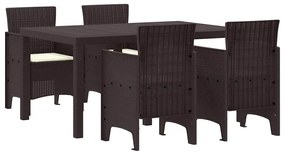 vidaXL Σέτ φαγητού για κήπο 5 pcs Καφέ Rattan Polt