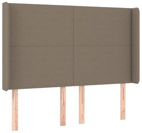 Κρεβάτι Boxspring με Στρώμα &amp; LED Taupe 140x190 εκ. Υφασμάτινο - Μπεζ-Γκρι