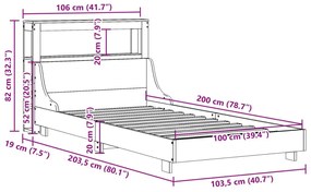 Σκελετός Κρεβ. Χωρίς Στρώμα Καφέ Κεριού 100x200 εκ Μασίφ Πεύκο - Καφέ