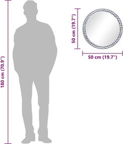 vidaXL Καθρέφτης Τοίχου 50 εκ. από Ψημένο Γυαλί
