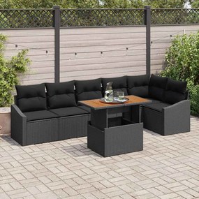 vidaXL Σετ Καναπέ Κήπου με αποθήκευση 7 pcs Μαύρο Πολυ ράταν