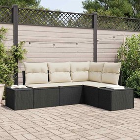 vidaXL Σετ Καναπέ Κήπου 4 pcs Μαύρο Πολυ ράταν