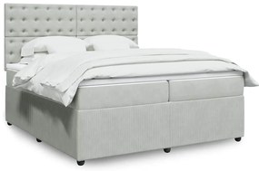 vidaXL Κρεβάτι Boxspring με Στρώμα Ανοιχτό Γκρι 200x200 εκ. Βελούδινο