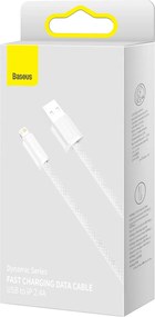 BASEUS Cable USB-A - Lightning, 1m, 2.4A, Dynamic (white) - CALD000402