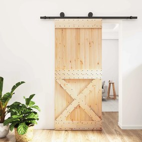 vidaXL Συρόμενη Πόρτα Φυσικό και Μαύρο 90 x 210 cm