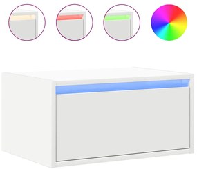 vidaXL Κομοδίνα Επιτοίχια με Φώτα LED 2 τεμ. Λευκά
