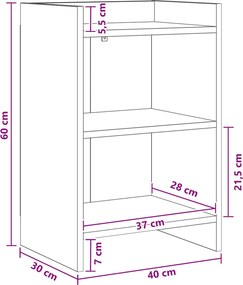 vidaXL Κομοδίνα Λευκό 40 x 30 x 60 cm Επεξεργασμένο Ξύλο
