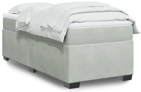 vidaXL Κρεβάτι Boxspring με Στρώμα Ανοιχτό Γκρι 90x190 εκ. Βελούδινο