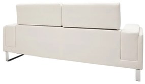 ΚΑΝΑΠΕΣ SHEA PAKOWORLD 3ΘΕΣΙΟΣ PU IVORY-INOX 198X80X87ΕΚ