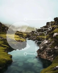 Intra Συλλεκτικό Ξύλινο Παζλ Plywood 4mm - Ήρεμο τοπίο ενός μικρού ρέματος στη βραχώδη κοιλάδα Σε Ξύλινο Κουτί - Διαστάσεις: 10x10 cm – 25 κομμάτια