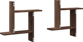 vidaXL Ραφιέρες Τοίχου 2 τεμ. Καφέ Δρυς 50x12x50εκ. Επεξεργασμένο Ξύλο