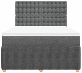 vidaXL Κρεβάτι Boxspring με Στρώμα Σκούρο Γκρι 140x190 εκ. Υφασμάτινο
