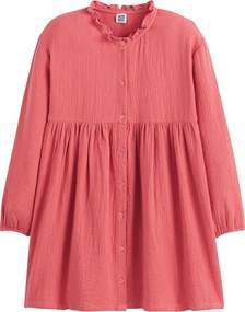 Ίσιο φόρεμα από βαμβακερή γάζα με κουμπιά