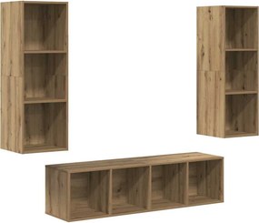 vidaXL Σετ επίπλου τηλεόρασης 3 pcs Artisan Oak Επεξεργασμένο ξύλο
